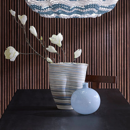 Undulation Vase by Jamie Young in blue and matte, textured white, blue. Made from porcelain in a eclectic & global style.