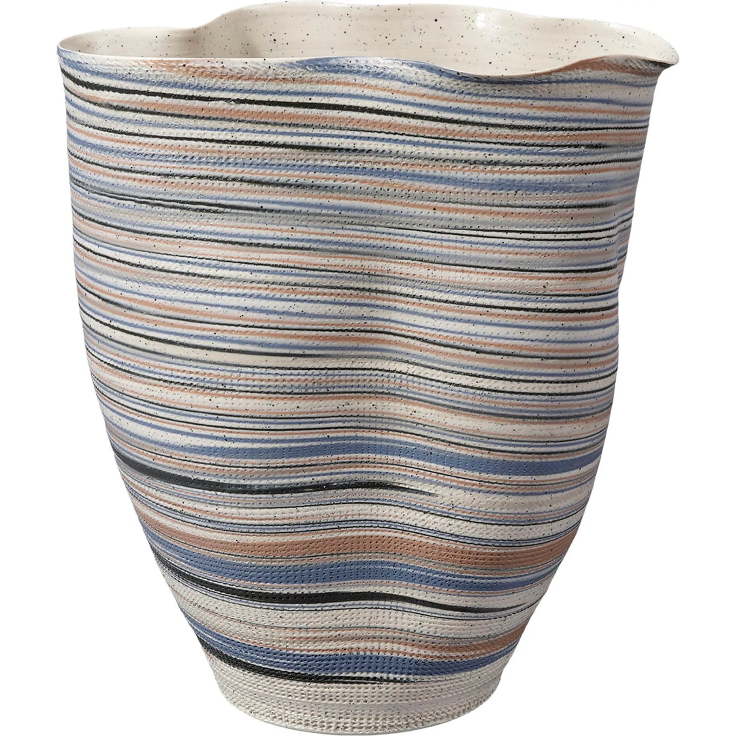 001 SI-2320422 | Primary Silo | Undulation Vase by Jamie Young in blue and matte, textured white, blue. Made from porcelain in a eclectic & global style.