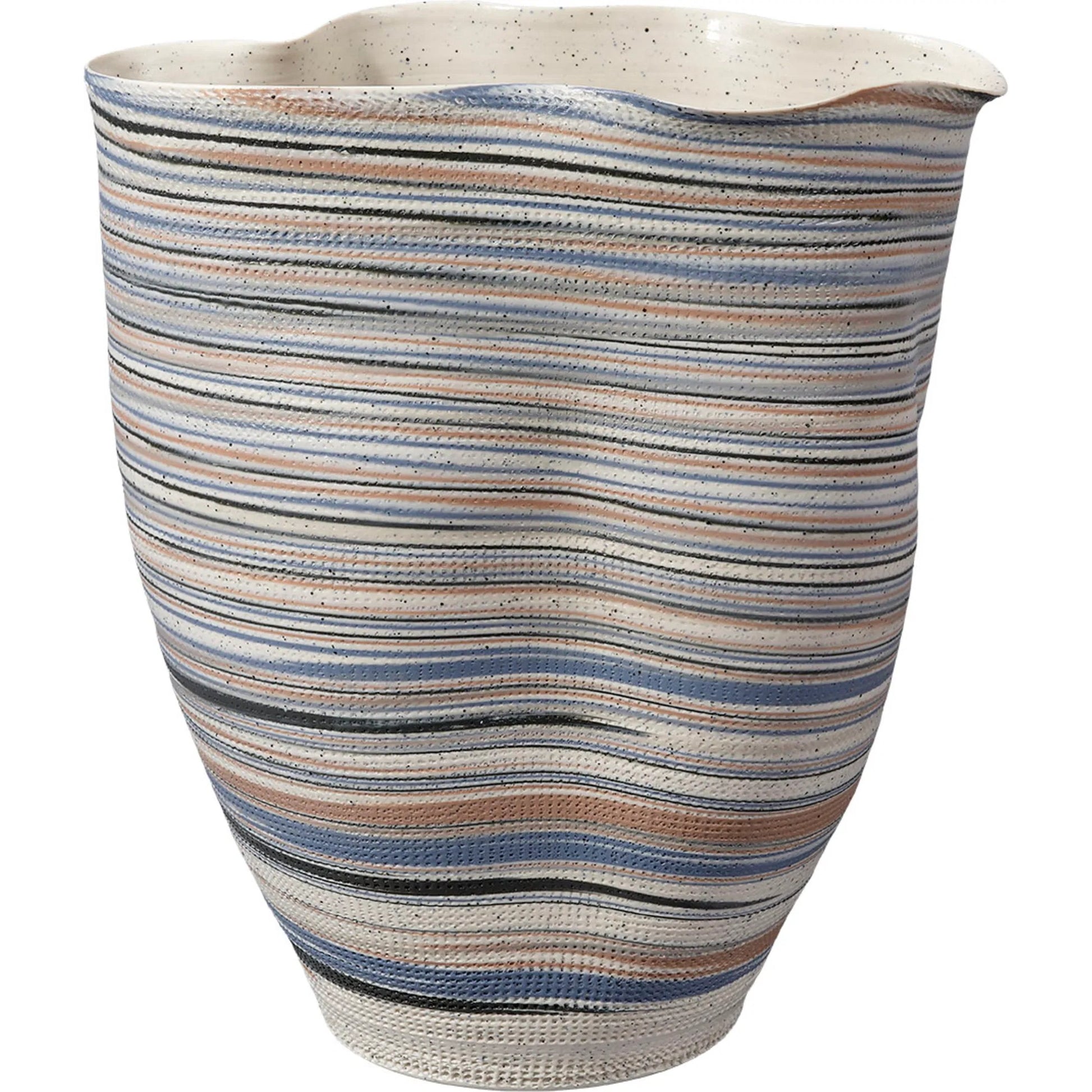 Undulation Vase by Jamie Young in blue and matte, textured white, blue. Made from porcelain in a eclectic & global style.