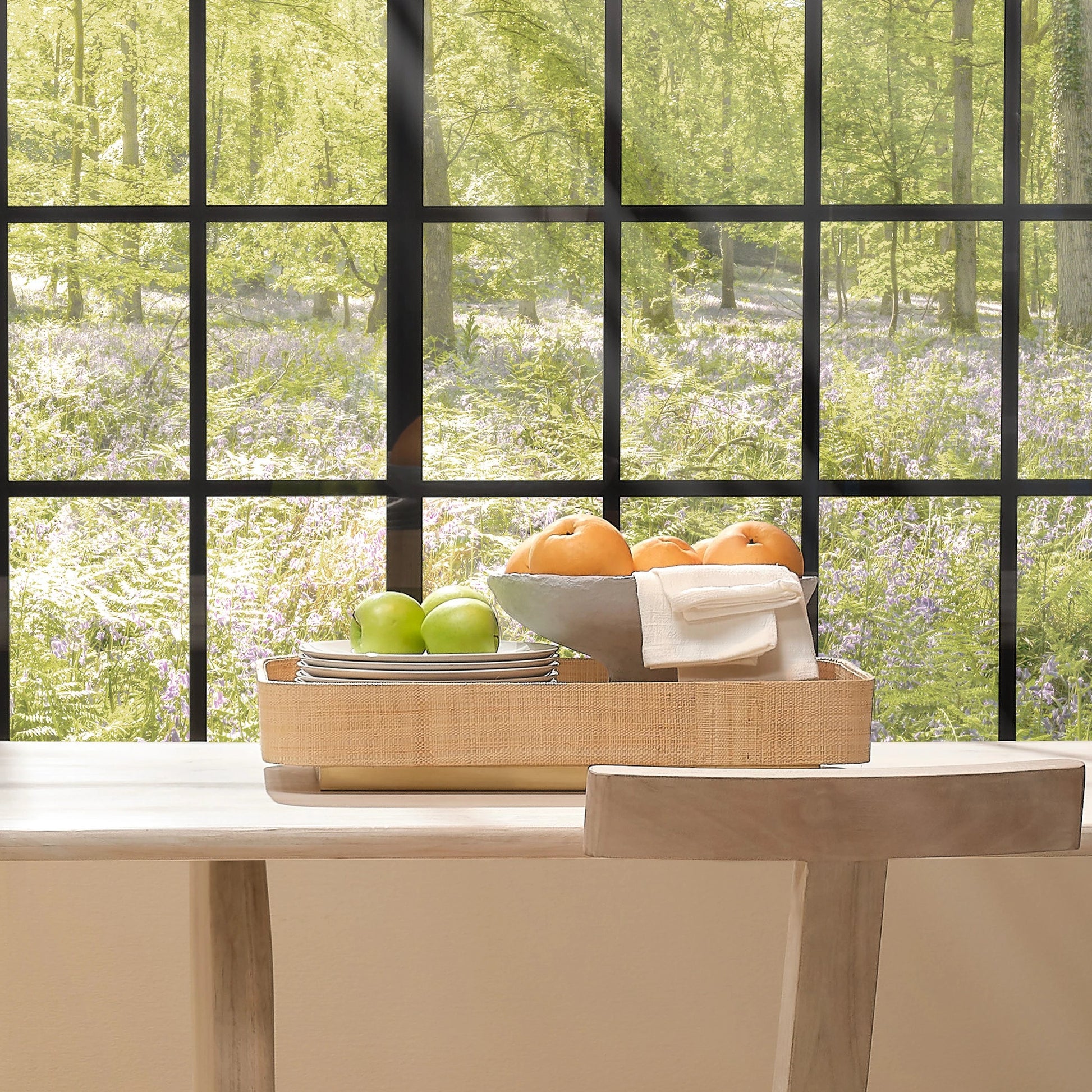 Utopia Footed Tray by Jamie Young. Made from raffia in a cottage & farmhouse style.