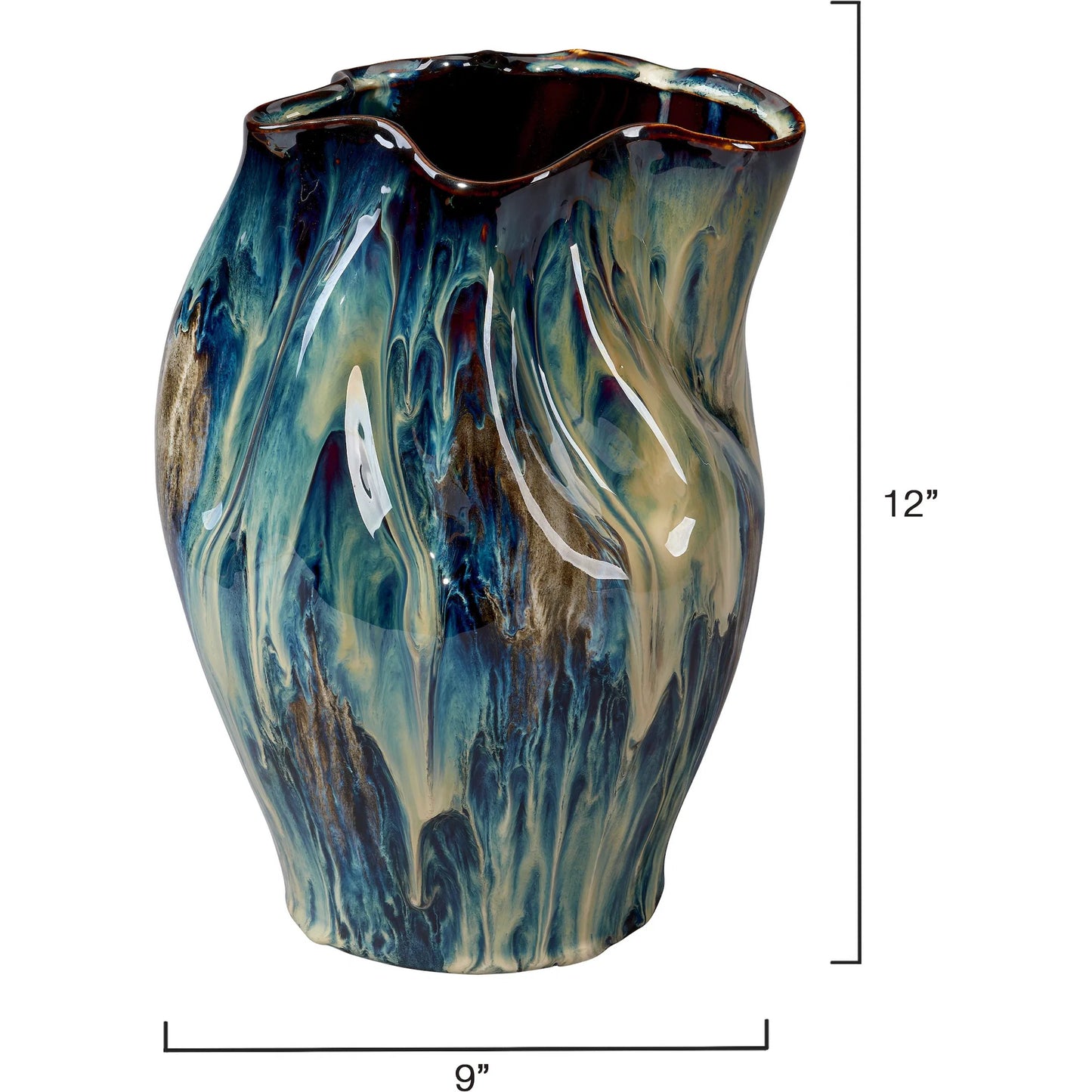 002 SI-2320426 | Additional Silo | Whirl Vase I by Jamie Young in blue and reactive blue glaze. Made from ceramic in a eclectic & global style.