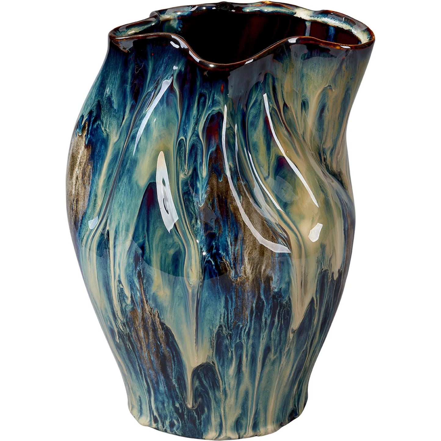 001 SI-2320426 | Primary Silo | Whirl Vase I by Jamie Young in blue and reactive blue glaze. Made from ceramic in a eclectic & global style.