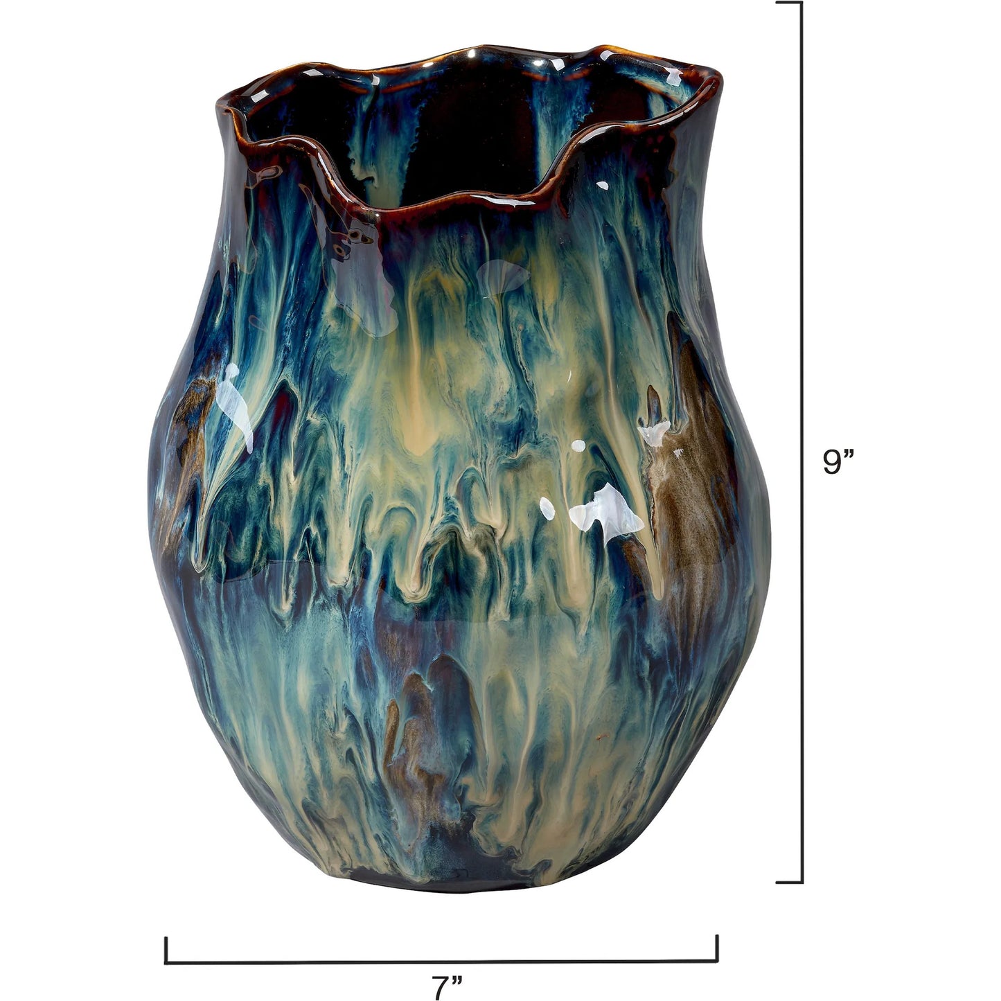 002 SI-2320427 | Additional Silo | Whirl Vase II by Jamie Young in blue and reactive blue glaze. Made from ceramic in a eclectic & global style.