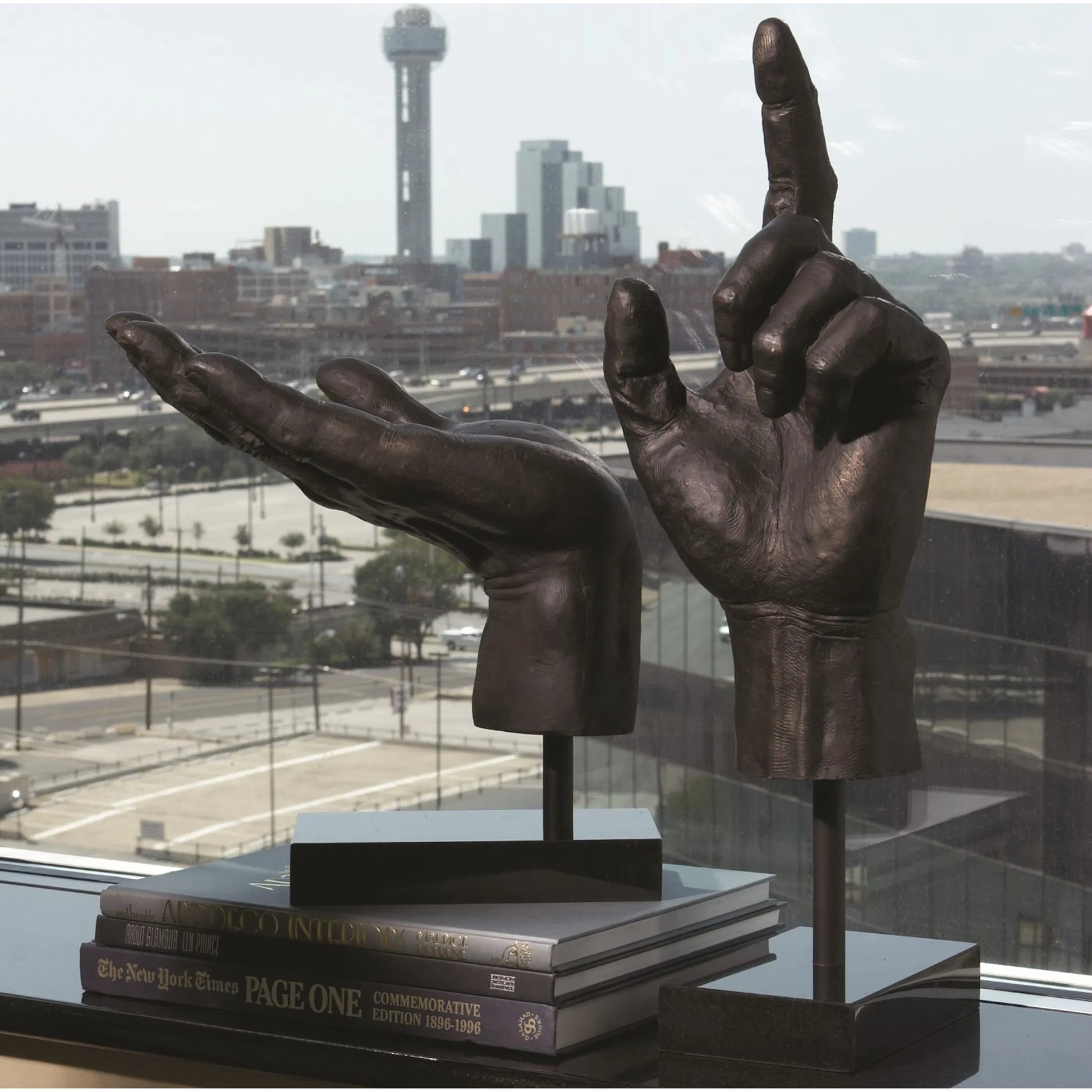 Open Hand Sculpture by Global Views in bronze. Made from cast iron in a eclectic & global style.
