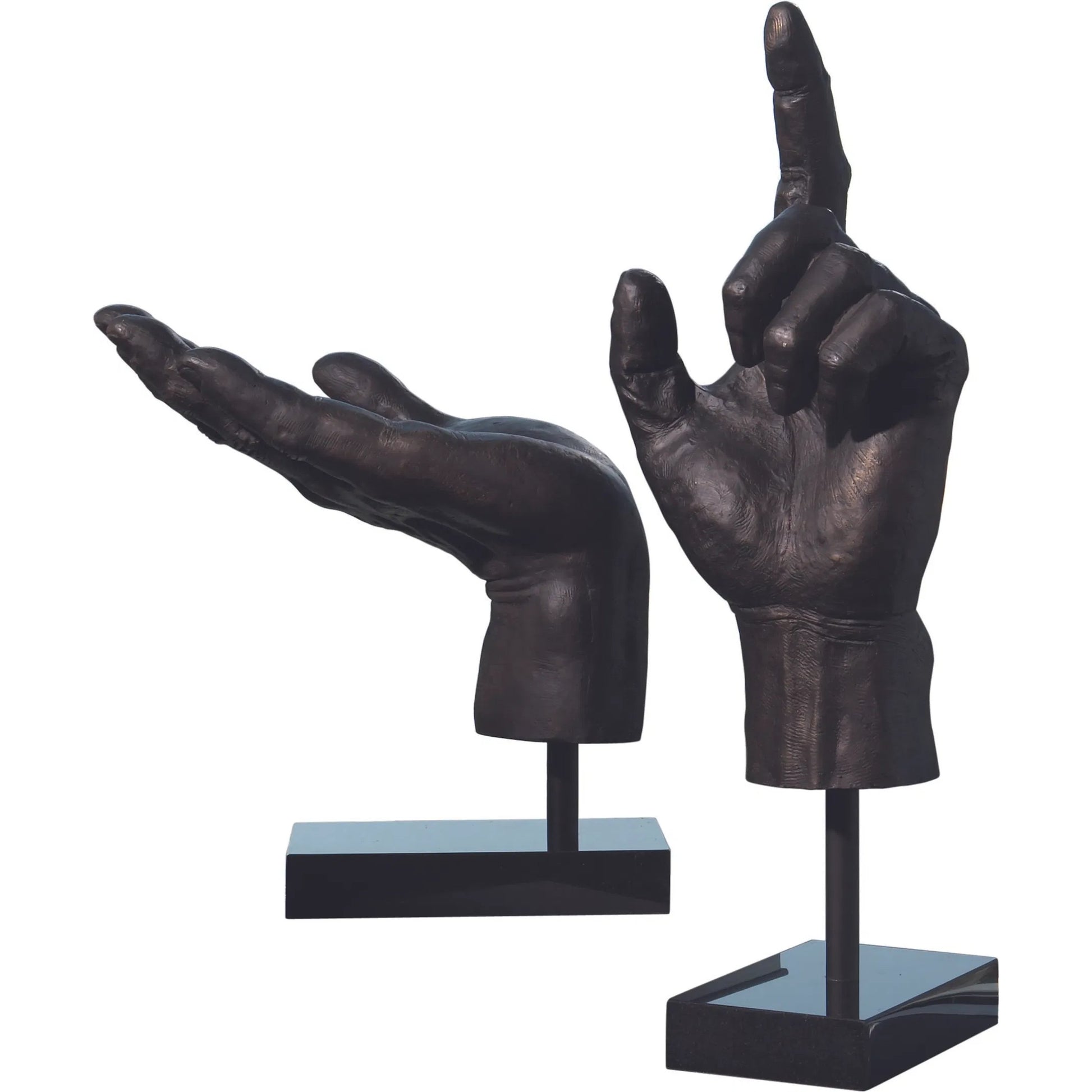 Open Hand Sculpture by Global Views in bronze. Made from cast iron in a eclectic & global style.