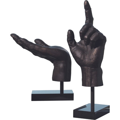 Open Hand Sculpture by Global Views in bronze. Made from cast iron in a eclectic & global style.