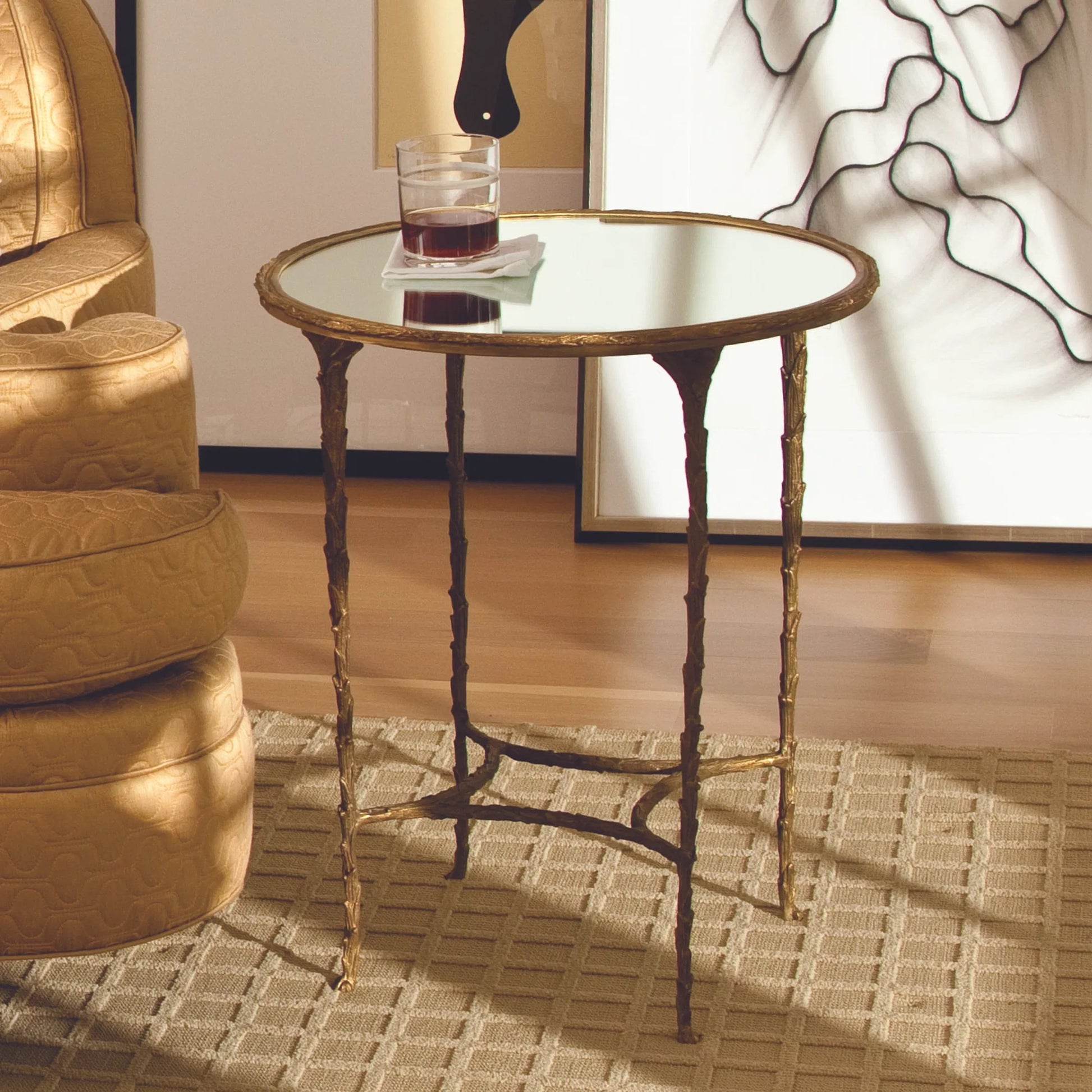 Organic Side Table by Global Views. Made from mdf, mirror in a transitional style.