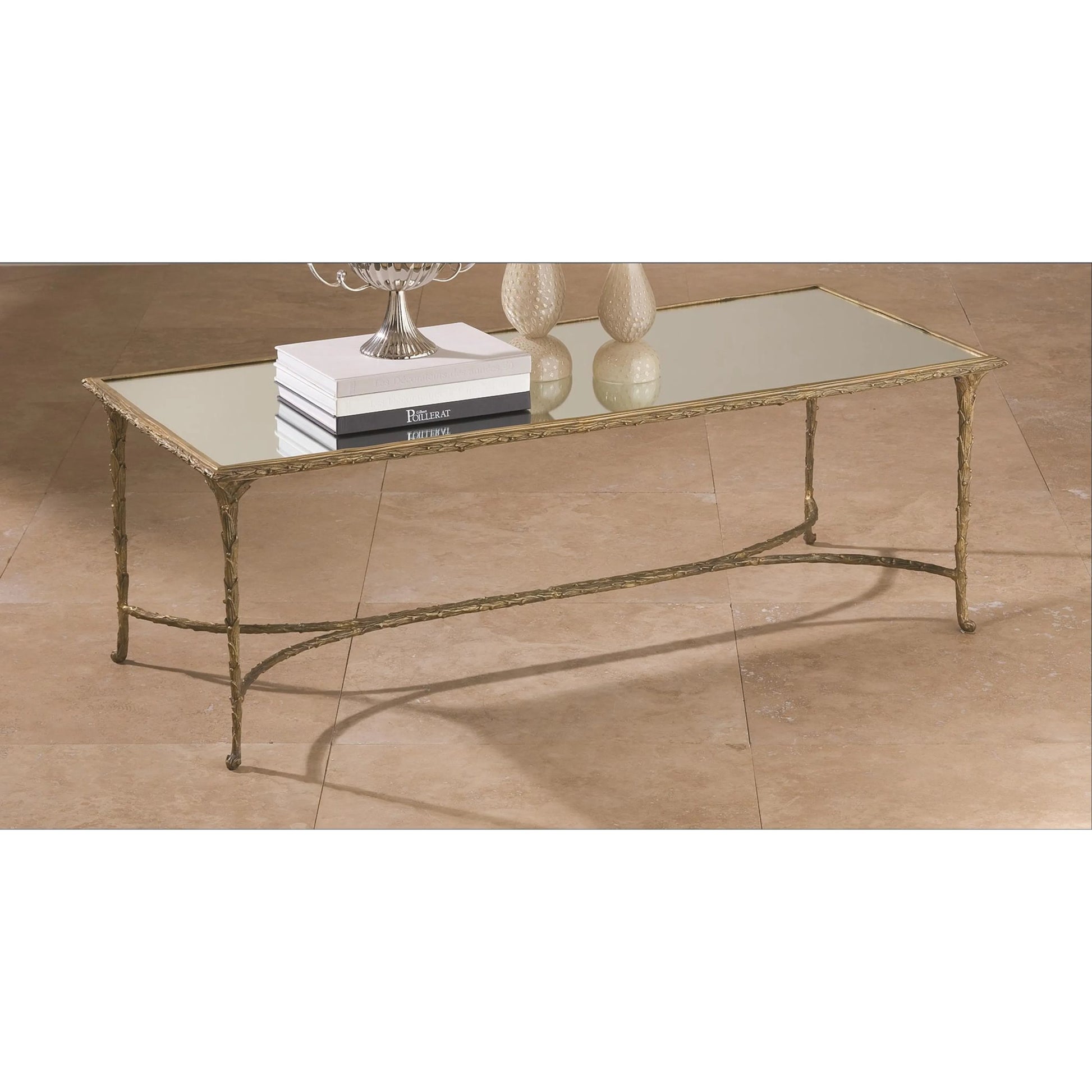 Organic Cocktail Table by Global Views in burnished brass. Made from cast brass, mirror in a transitional style.