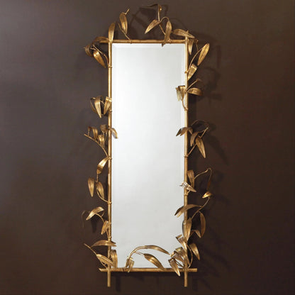 Bamboo Leaf Mirror by Global Views in antique gold. Made from mdf, mirror in a eclectic & global style.