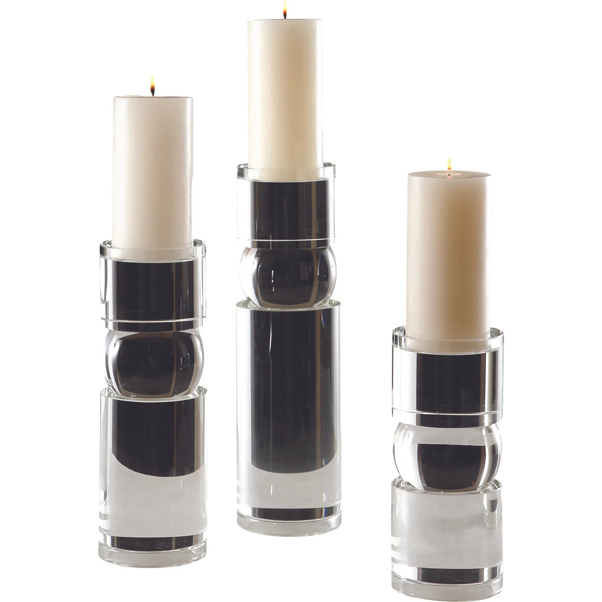 Bipolar Crystal Candle Holder by Global Views. Made from crystal in a transitional style.