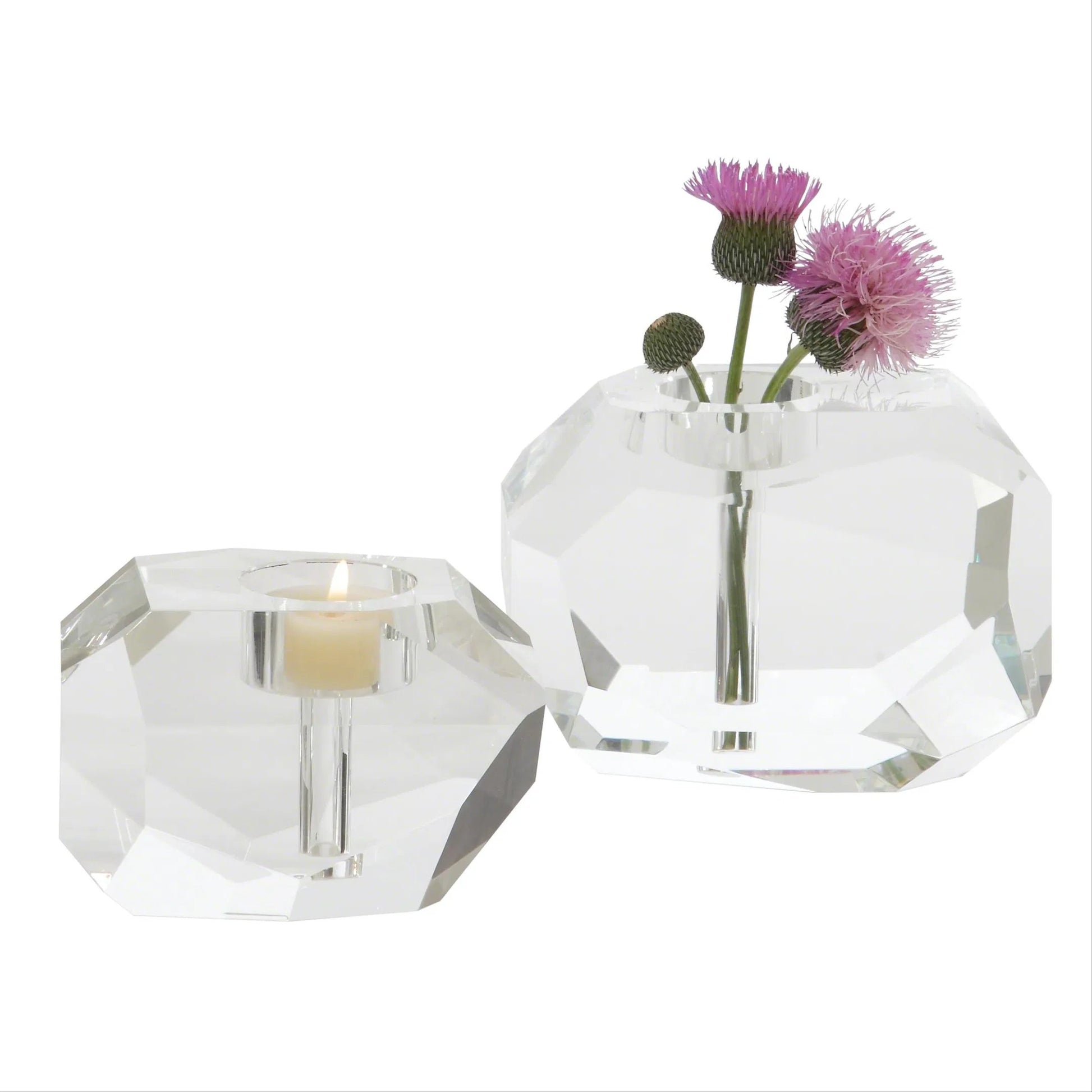 Gemstone Tealight Bud Vase by Global Views. Made from crystal in a transitional style.