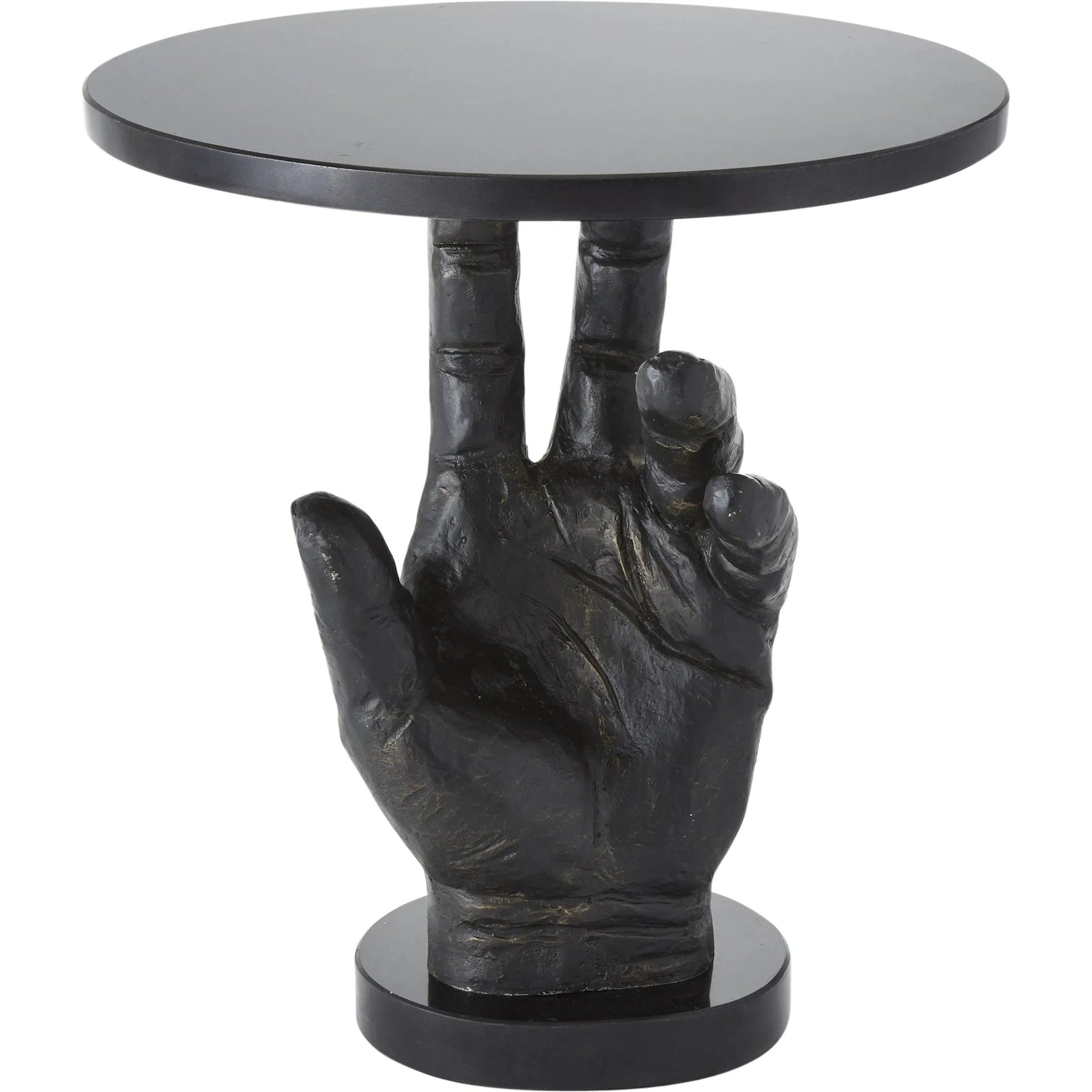 Hand Table by Global Views in bronze patina. Made from cast iron in a eclectic & global style.