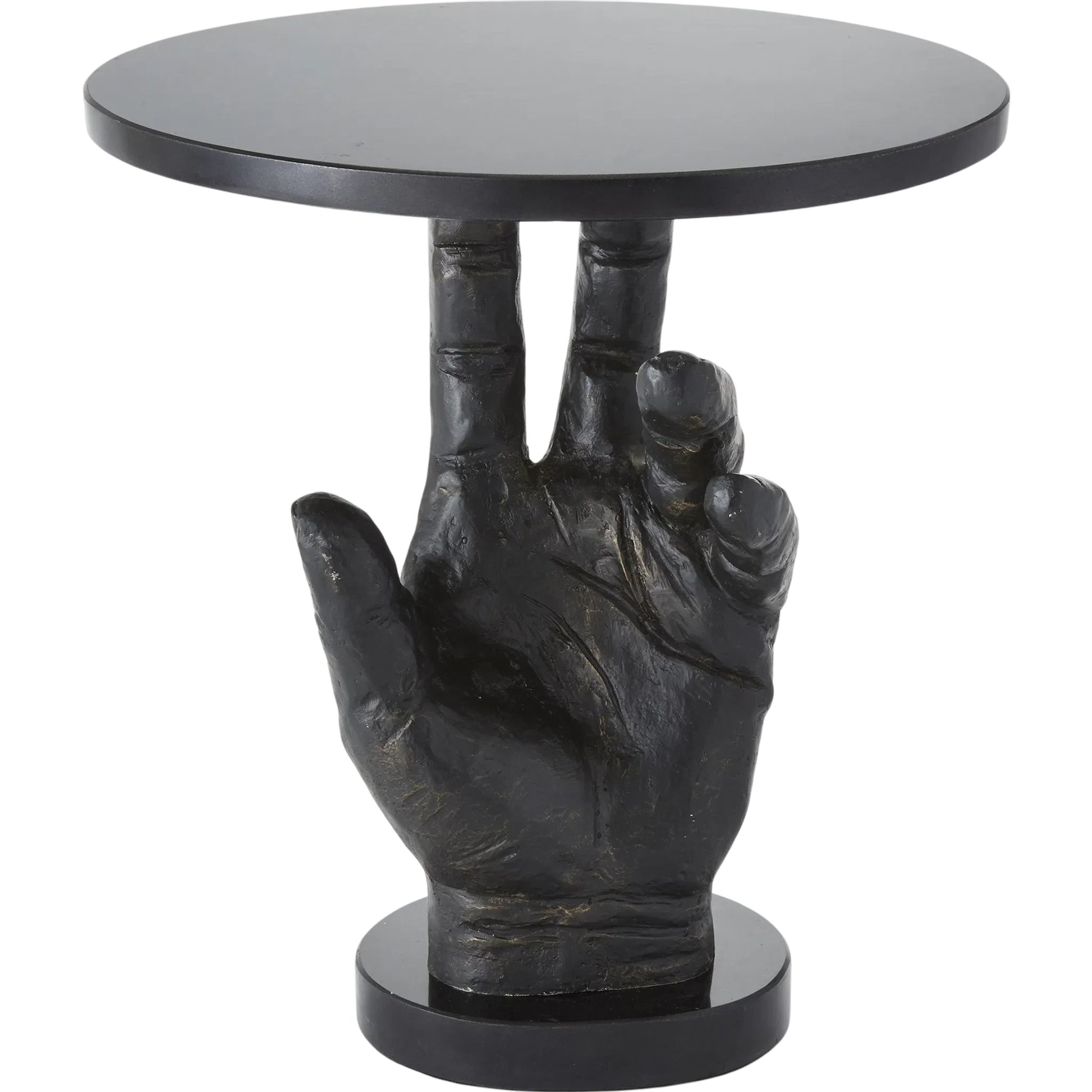 Hand Table by Global Views in bronze patina. Made from cast iron in a eclectic & global style.