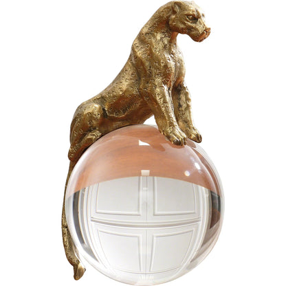 Jaguar on Crystal Ball by Global Views. Made from brass, crystal in a eclectic & global style.