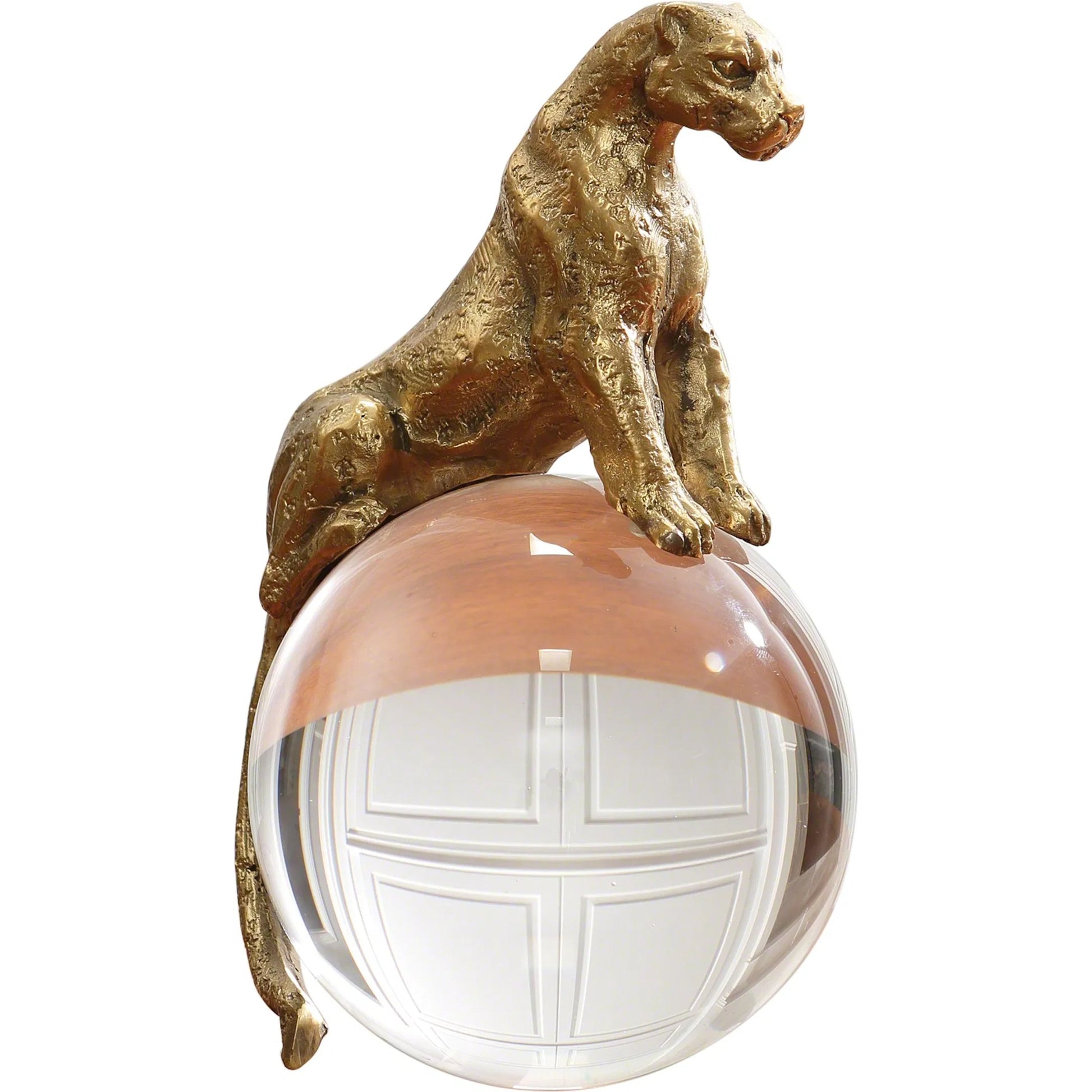 Jaguar on Crystal Ball by Global Views. Made from brass, crystal in a eclectic & global style.