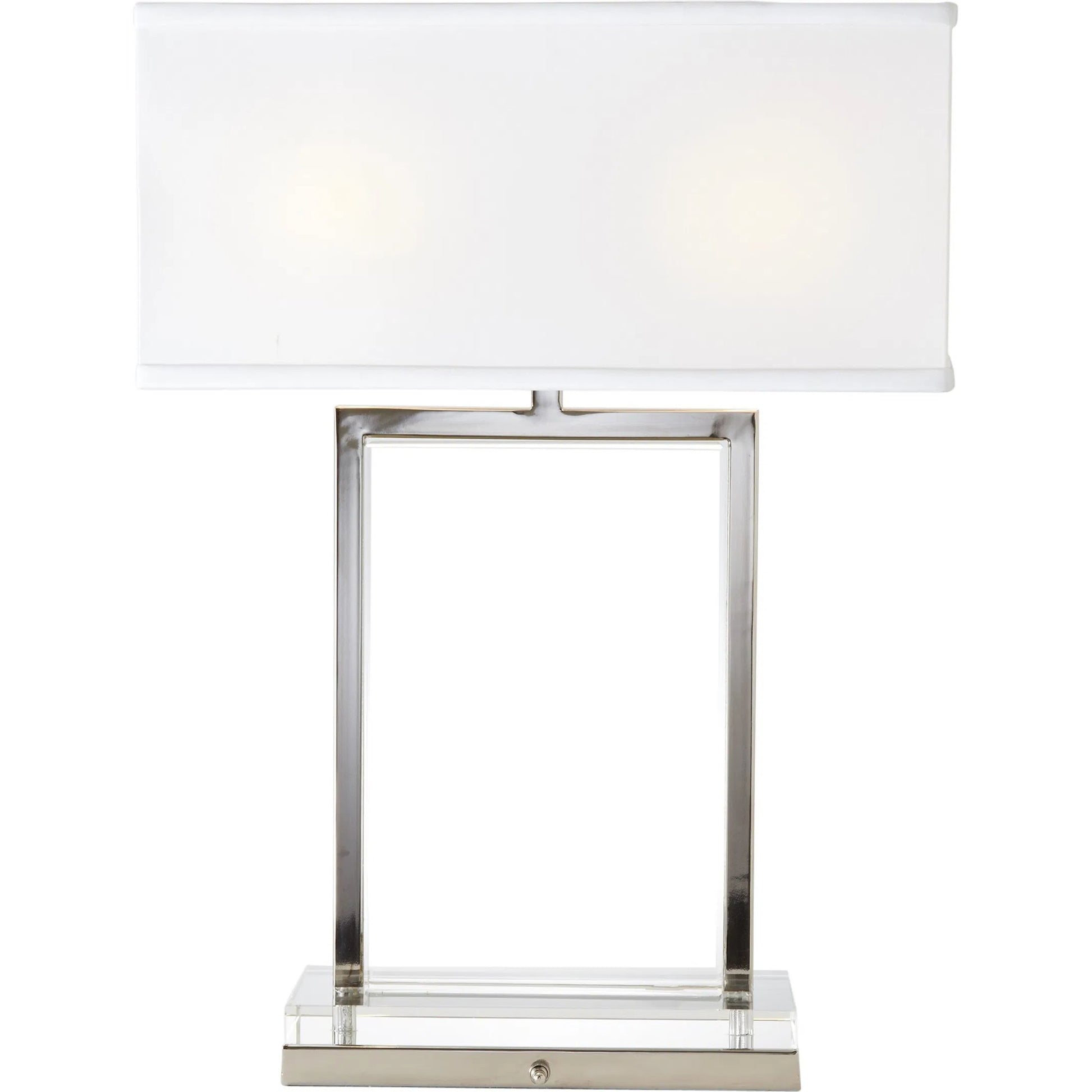 Crystal Slab Lamp by Global Views in nickel. Made from crystal in a transitional style.