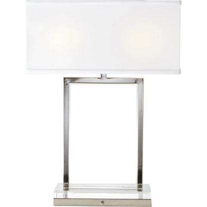 Crystal Slab Lamp by Global Views in nickel. Made from crystal in a transitional style.