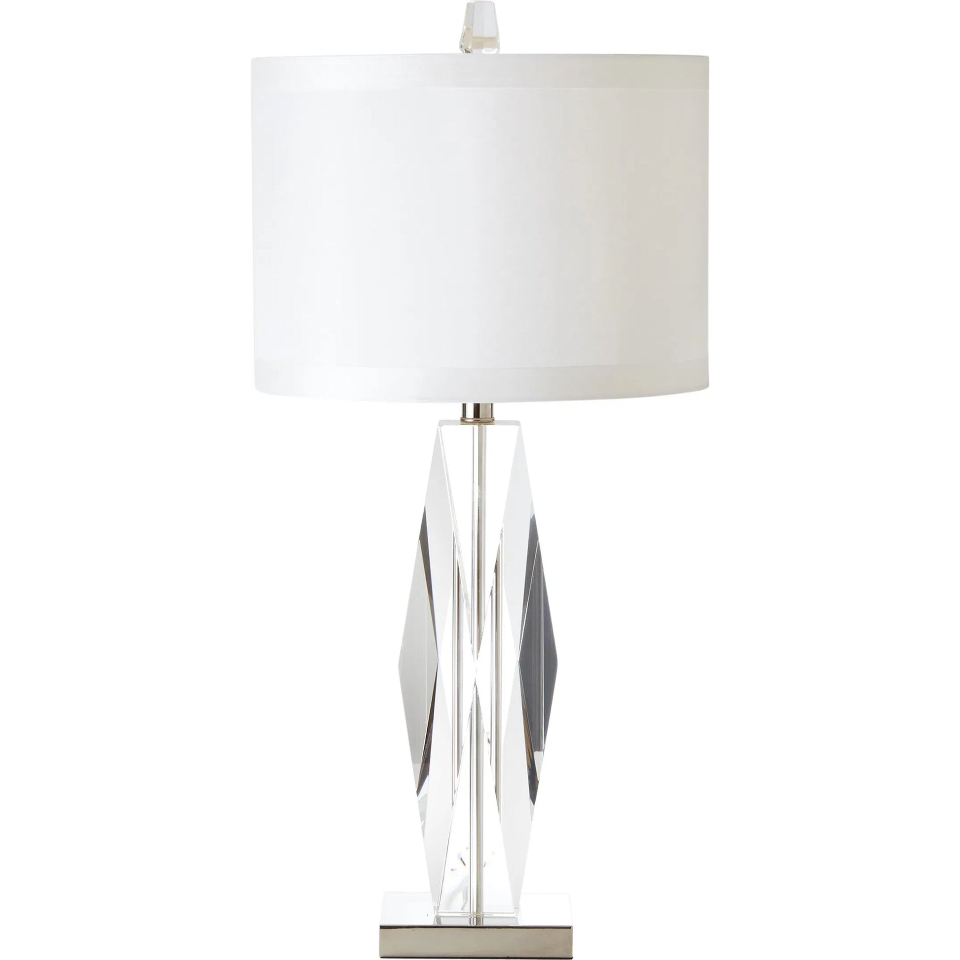 Faceted Crystal Lamp by Global Views in nickel. Made from crystal in a modern style.