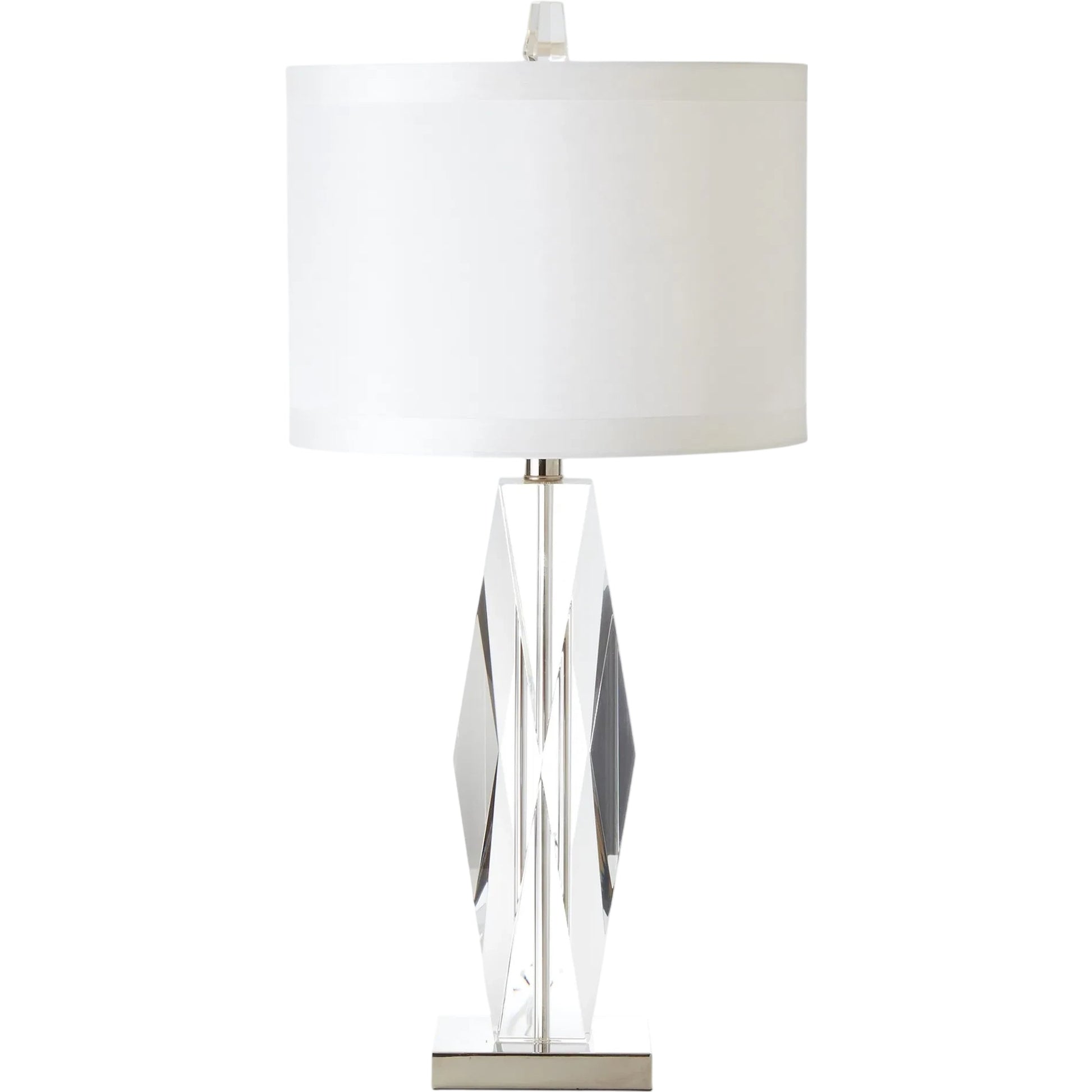Faceted Crystal Lamp by Global Views in nickel. Made from crystal in a modern style.