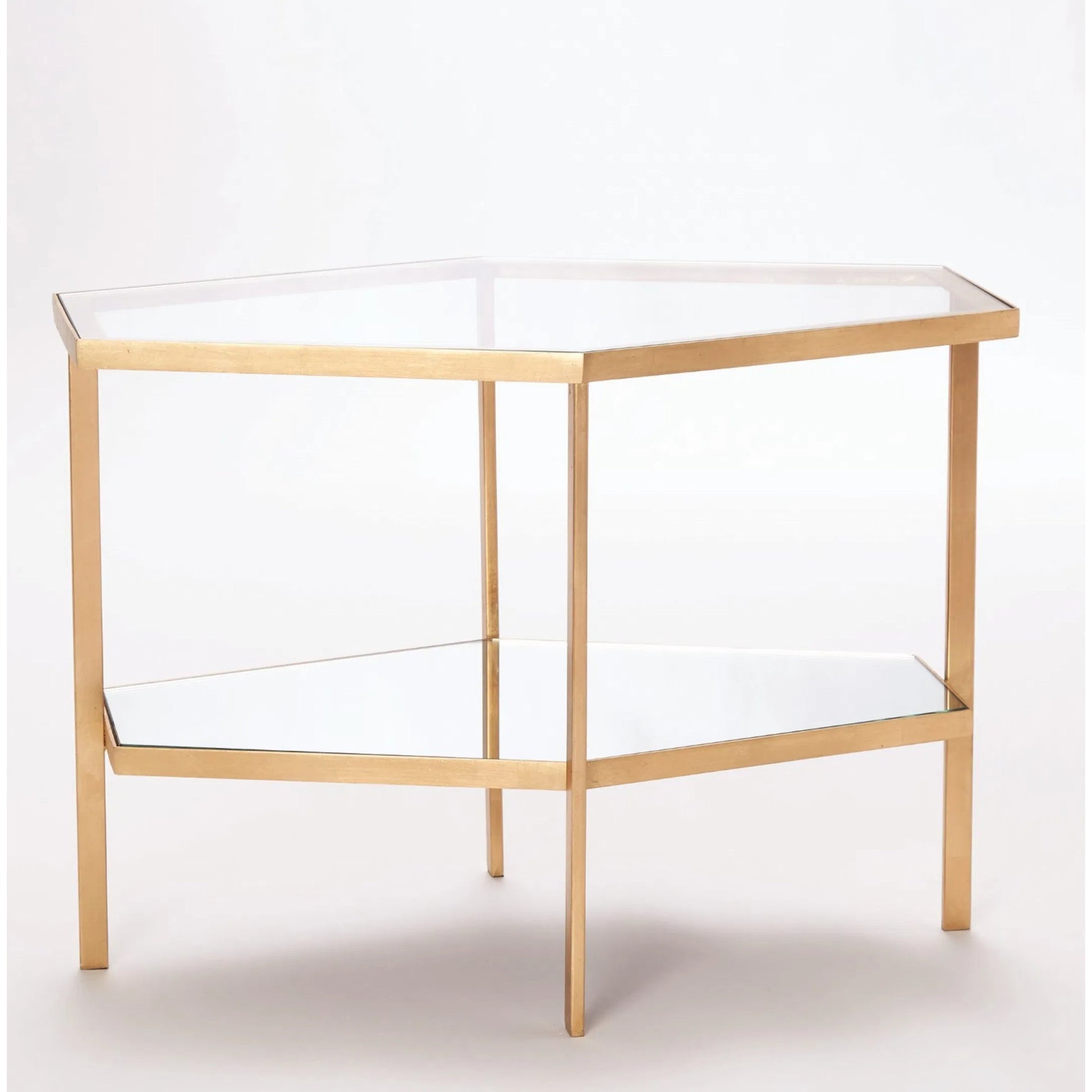 Hexagon Table by Global Views in gold leaf. Made from unique in a transitional style.