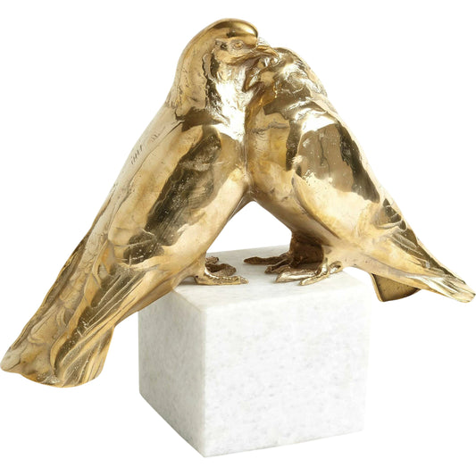 Love Doves by Global Views in brass. Made from brass, white marble in a transitional style.