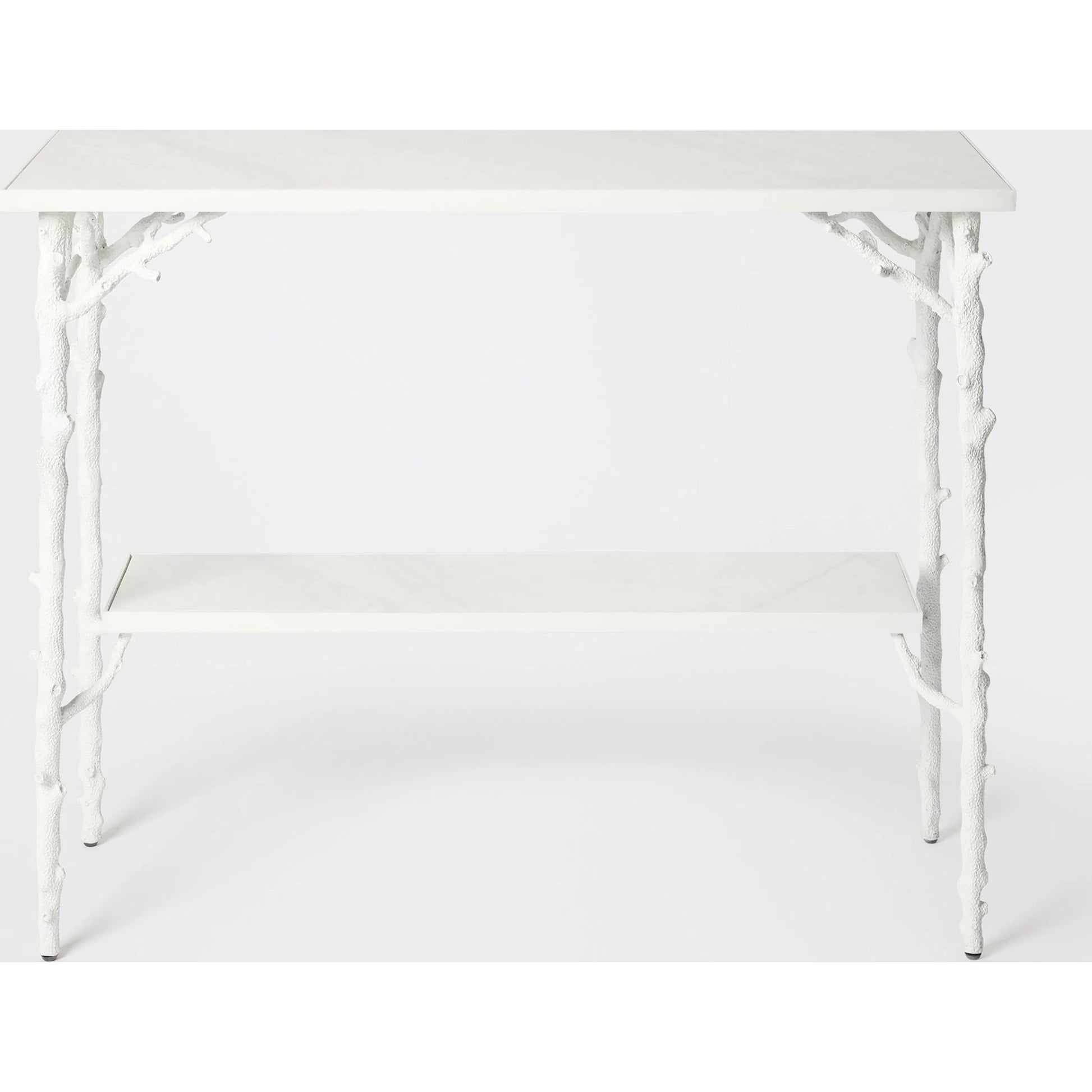 Coral Console by Global Views in white. Made from cast iron, white marble in a cottage & farmhouse style.