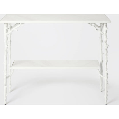 Coral Console by Global Views in white. Made from cast iron, white marble in a cottage & farmhouse style.