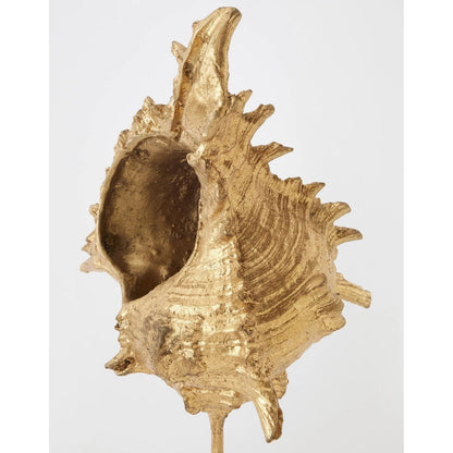 Shells on Marble by Global Views in miter, brass. Made from cast iron, white marble in a coastal style.