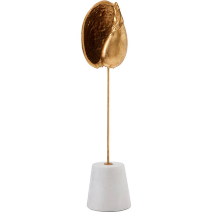 Shells on Marble by Global Views in miter, brass. Made from cast iron, white marble in a coastal style.