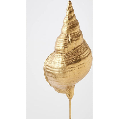 Shells on Marble by Global Views in miter, brass. Made from cast iron, white marble in a coastal style.