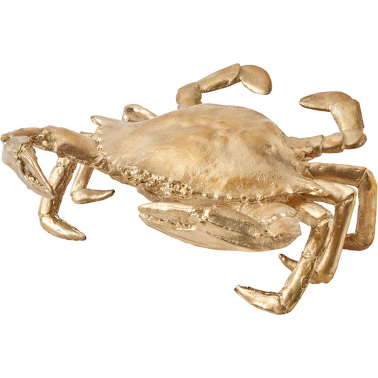 Crab Sculpture by Global Views in brass. Made from cast brass in a coastal style.