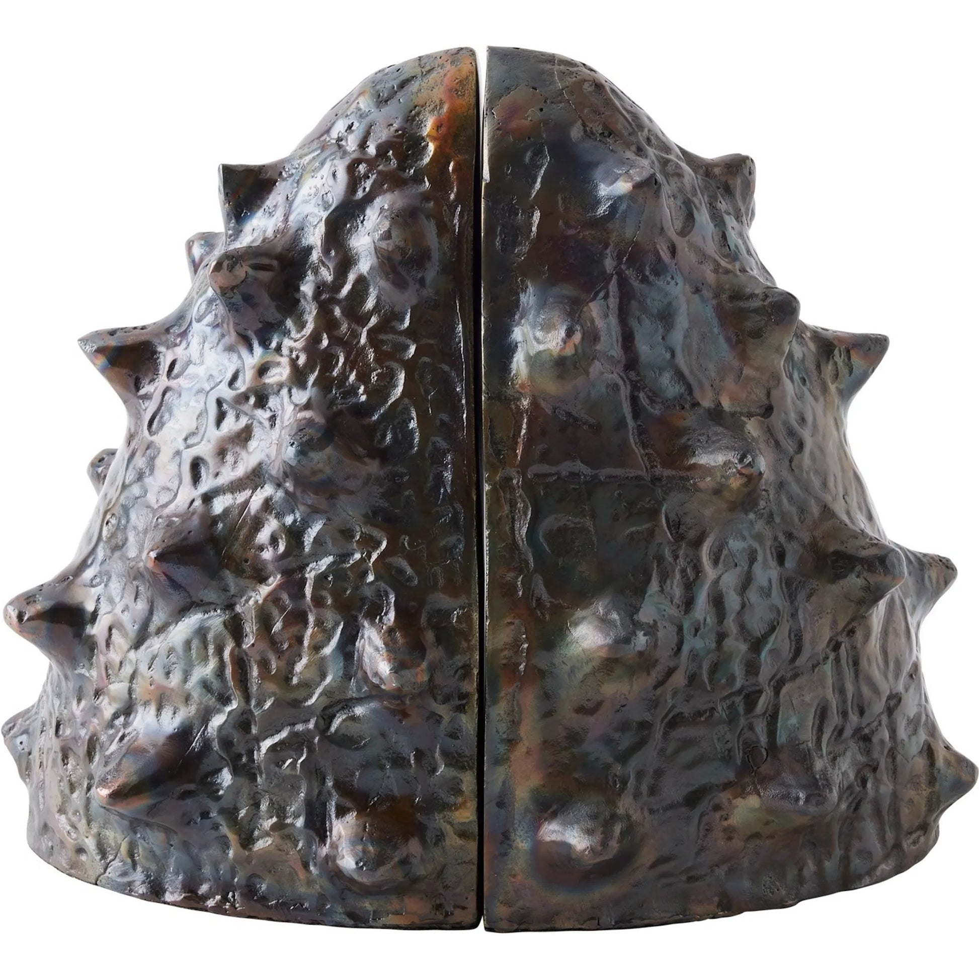 Biomorphic Bookends by Global Views in bronze, brass. Made from cast iron in a eclectic & global style.