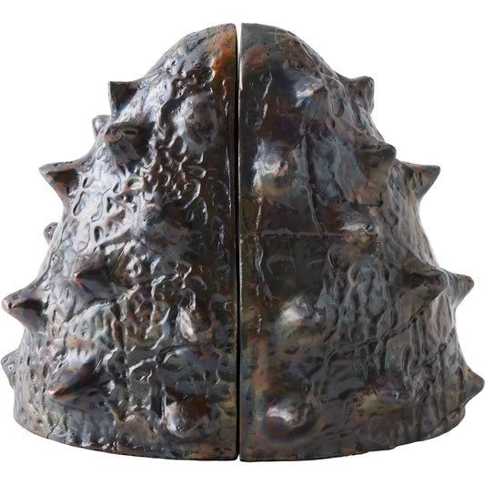 Biomorphic Bookends by Global Views in bronze, brass. Made from cast iron in a eclectic & global style.