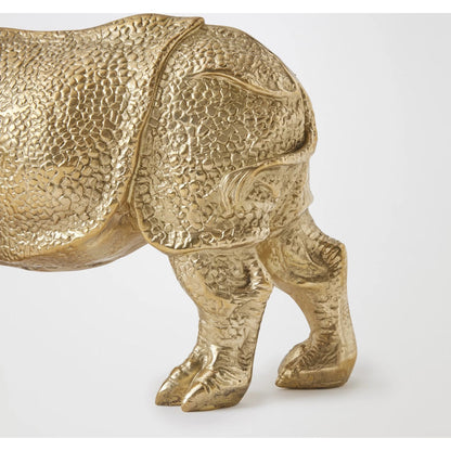 Rhino Sculpture by Global Views in brass. Made from cast brass in a modern style.