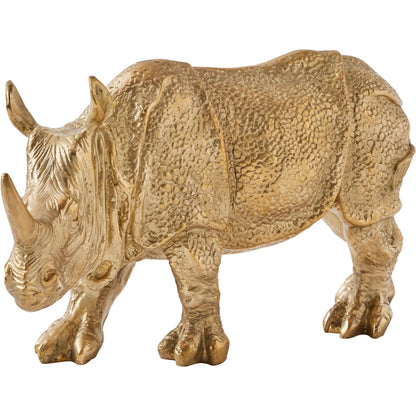 Rhino Sculpture by Global Views in brass. Made from cast brass in a modern style.