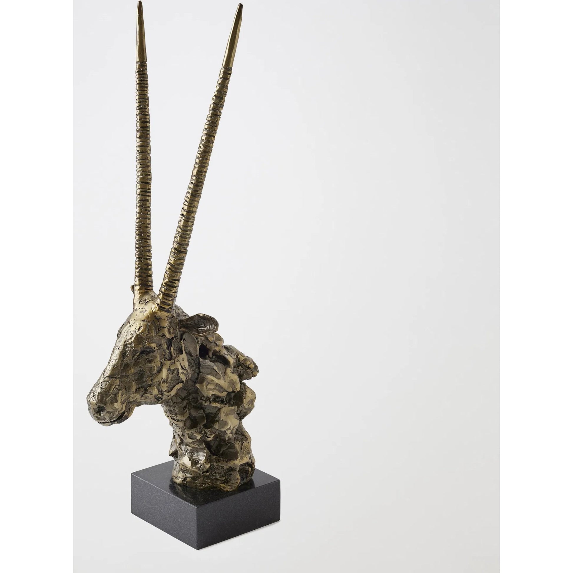 Textured Antelope by Global Views in bronze. Made from cast iron, granite in a rustic style.