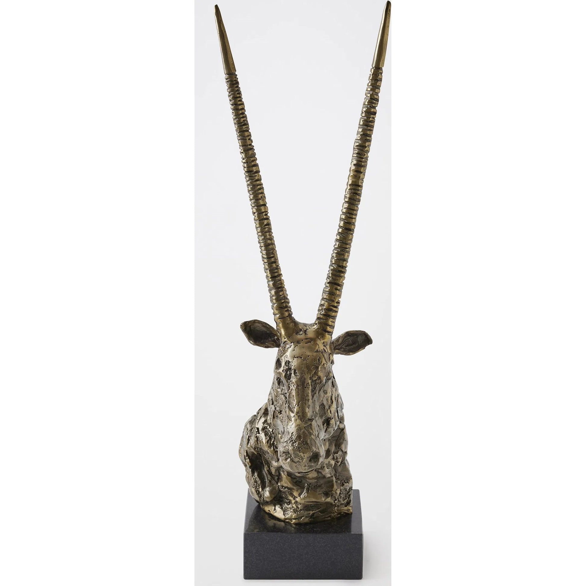 Textured Antelope by Global Views in bronze. Made from cast iron, granite in a rustic style.
