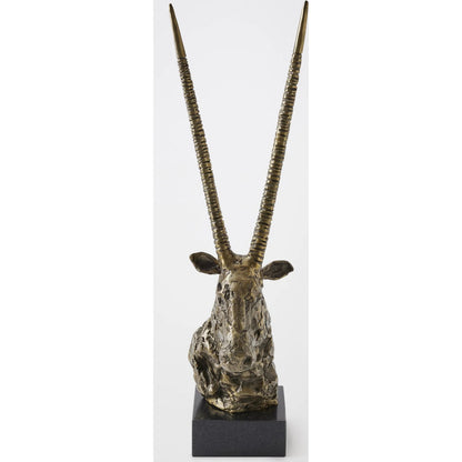 Textured Antelope by Global Views in bronze. Made from cast iron, granite in a rustic style.