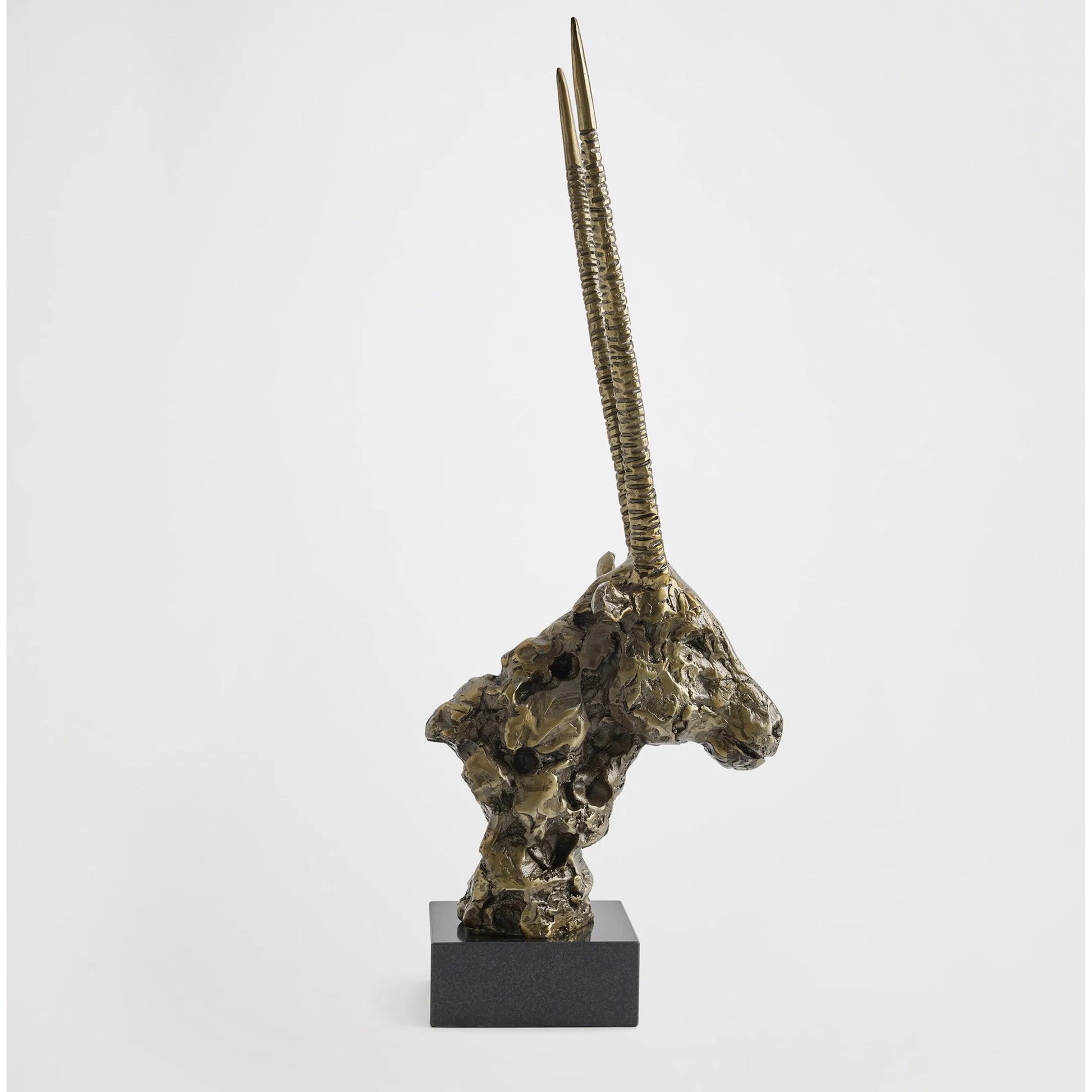 Textured Antelope by Global Views in bronze. Made from cast iron, granite in a rustic style.