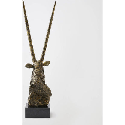 Textured Antelope by Global Views in bronze. Made from cast iron, granite in a rustic style.
