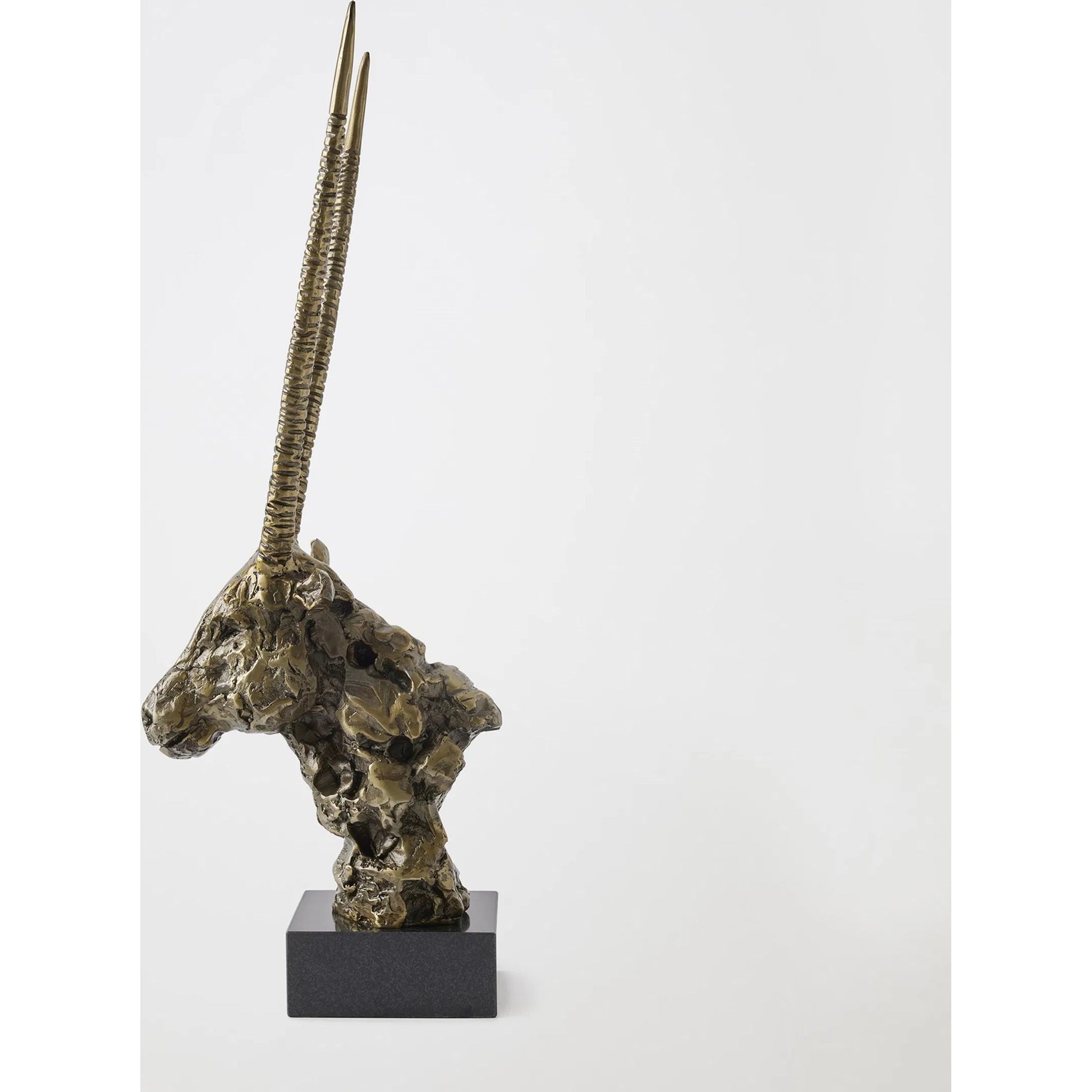 Textured Antelope by Global Views in bronze. Made from cast iron, granite in a rustic style.