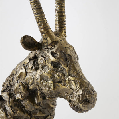 Textured Antelope by Global Views in bronze. Made from cast iron, granite in a rustic style.