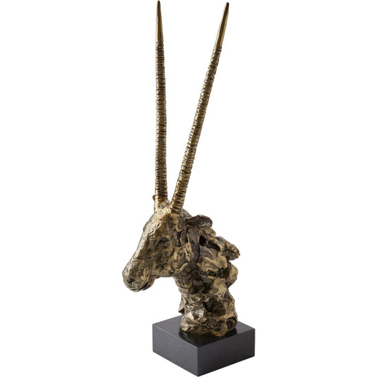 Textured Antelope by Global Views in bronze. Made from cast iron, granite in a rustic style.
