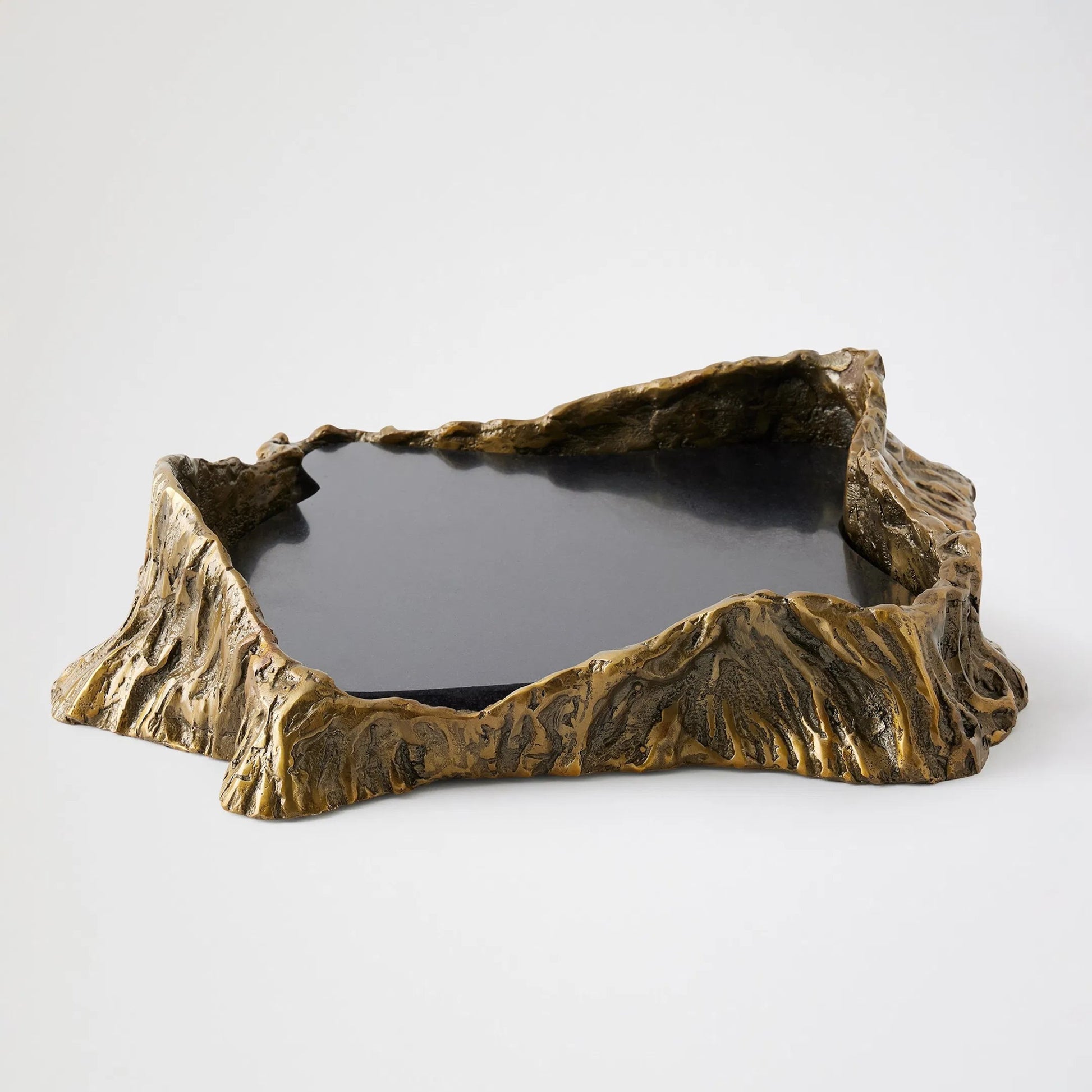 Sequoia Tray by Global Views in brass, black. Made from cast iron, granite in a cottage & farmhouse style.