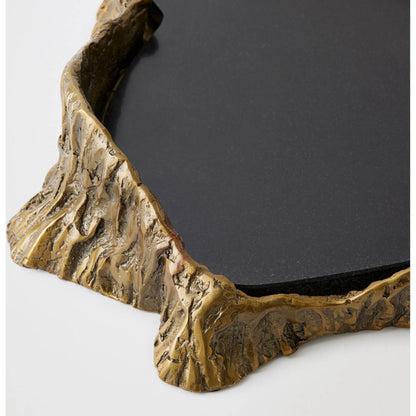 Sequoia Tray by Global Views in brass, black. Made from cast iron, granite in a cottage & farmhouse style.