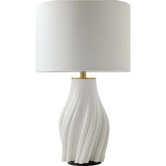Vertical Wave Lamp by Global Views in matte white. Made from ceramic, metal in a modern style.