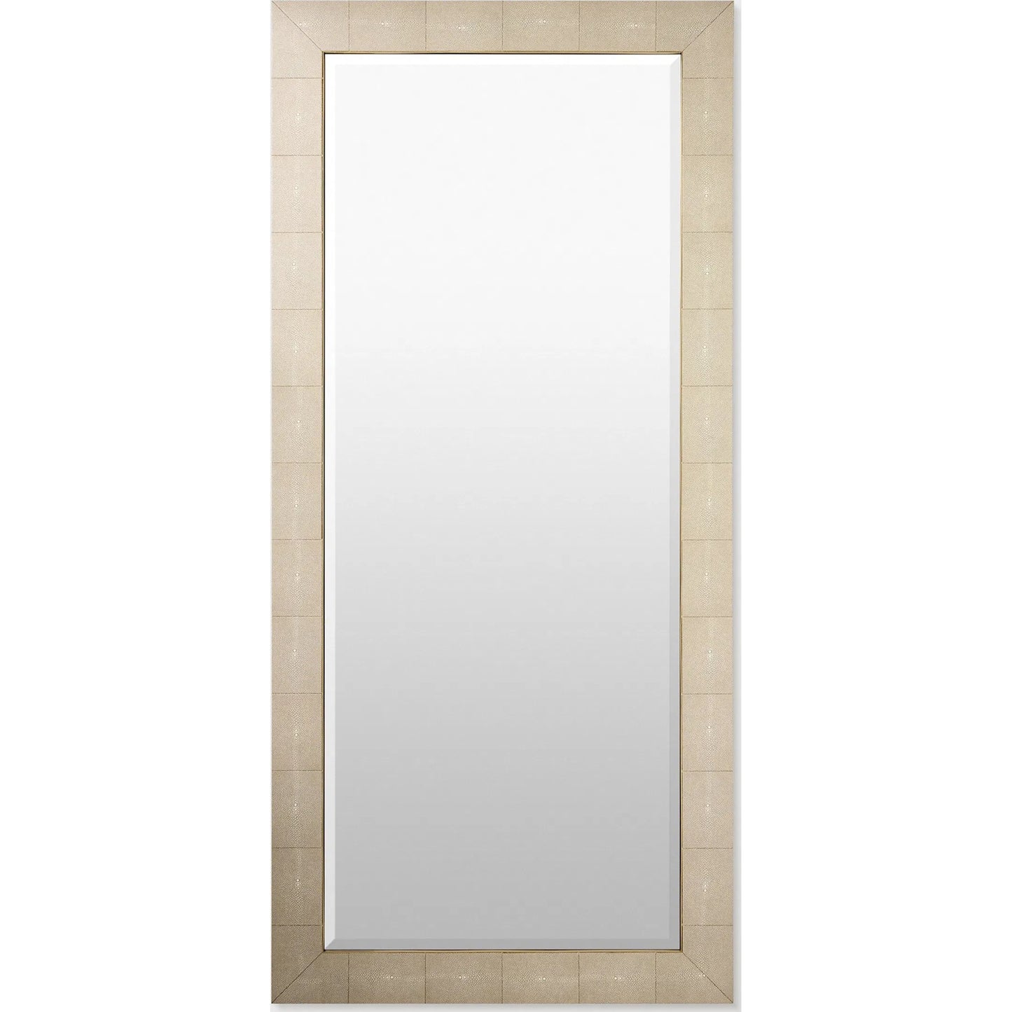 001 SI-2523894 | Primary Silo | Manta Floor Mirror by Global Views in ivory shagreen. Made from mirror, stainless steel, shagreen leather in a transitional style.