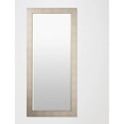 Manta Floor Mirror by Global Views in ivory shagreen. Made from mirror, stainless steel, shagreen leather in a transitional style.