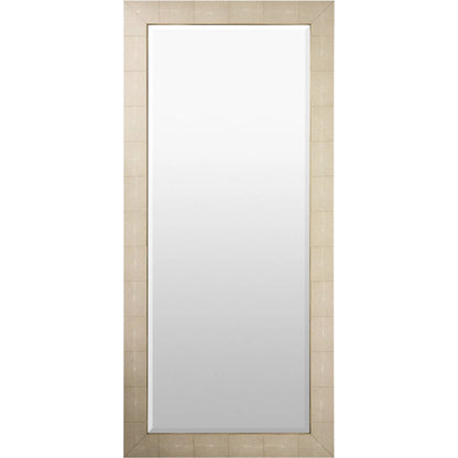Manta Floor Mirror by Global Views in ivory shagreen. Made from mirror, stainless steel, shagreen leather in a transitional style.