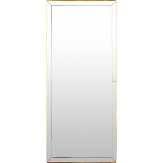 Lovely Floor Mirror by Global Views in brushed brass. Made from mirror, stainless steel, copper trim in a transitional style.